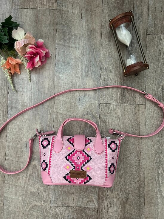Montana West Handbags - Wrangler Pink Aztec Mini Satchel Crossbody Bag Southwestern Western Style